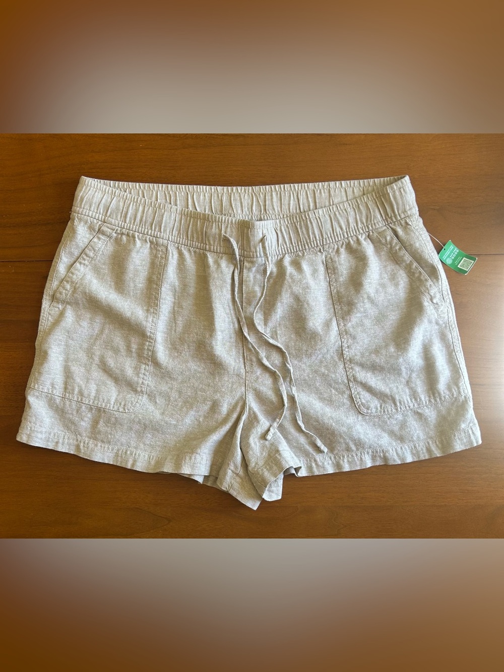 GAP Tan Drawstring Linen-Blend Athletic Shorts